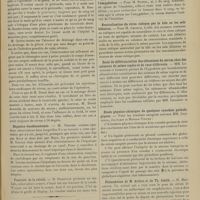 0089 - Page 79 - Sociétés savantes. Société de chirurgie. (Séance du 9 janvier 1906). Plaie du rectum par empalement. M. Quénu sur une observation de M. Baudet / Plaie du coeur. M. Quénu analyse une autre observation de M. Baudet / Hépatico-duodénostomie. M. Terrier / Fracture de la rotule. M. Demoulin / Société de biologie. (Séance du 13 janvier 1907). Sur l'élimination de l'éther. M. Nicloux / Action dans le sérum et dans le sang de l'émulsine sur l'amygdaline. M. Stodel / Neutralisation du virus rabique par la bile ou les sels biliaires. M. Lesieur / Essai de différenciation des albumines du sérum chez des animaux de même espèce et de race différente. MM. Linossier et Lemoine / Etude physico-chimique de quelques exsudats pathologiques. MM. Isco-Vesco, Joltrain et Monier-Vinard / Phénomènes de M. Arthus et de Th. Smith. M. Remlinger