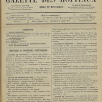 0107 - Page 97 - Sommaire / Chronique et nouvelles scientifiques. Concours de l'internat / Faculté de médecine de Paris / Facultés de médecine / École de médecine / Distinctions honorifiques / Conseil d'hygiène et de salubrité de la Seine / Société de l'internat / Nécrologie / Conférences
