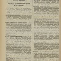 0108 - Page 98 - Chronique et nouvelles scientifiques. Conférences / Articles originaux des principales publications françaises et étrangères. Annales d'hygiène publique et de médecine légale / Annales médico-psychologiques / Archives de médecine et de pharmacie militaires / Deutche medizinische Wochenschrift / Écho médical du Nord / Gazzetta degli ospedali e delle cliniche / Gazette hebdomadaire des sciences médicales de Bordeaux / Gynécologie / Journal de médecine de Bordeaux. (Voir la suite, p. 106)