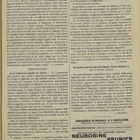 0127 - Page 117 - Analyses. Médecine. Les kystes hydatiques du cerveau chez l'enfant. (L. Babonneix. Revue des mal. de l'enf...). [L. Gayard] / Chirurgie. Tuberculose de l'oreille moyenne et de la mastoïde. (E. A. Crockett. Journ. Amer. med. assoc...). [F. Gardner] / Thérapeutique. Sur la digitoxine soluble de Cloetta. M. Laumonnier. (Soc. de thér...). [L. Gayard] / Livres nouveaux. Alimentation et digestion, par le Professeur Roger. [L. Gayard] / Les gastro-entérites des nourrissons. Etude clinique, par le Docteur Lesage. [L. Babonneix]