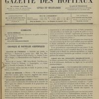 0131 - Page 121 - Sommaire / Chronique et nouvelles scientifiques. Concours de l'internat / Écoles de médecine / Le nouveau régime des aliénés / L'impôt sur les spécialités pharmaceutiques / Asiles d'aliénés / Internat en pharmacie / Marine