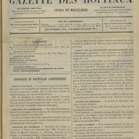 0143 - Page 133 - Sommaire / Chronique et nouvelles scientifiques. Hôpitaux de Paris / Concours de l'agrégation / Concours de l'internat / Écoles de médecine / L'impôt sur les spécialités pharmaceutiques à la commission du budget / Société de chirurgie / Asiles d'aliénés