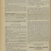 0148 - Page 142 - Pratique médicale / Actes de la Faculté de médecine de Paris. Du 4 au 9 Février 1907. Examens de doctorat / Thèses / Articles originaux des principales publications françaises et étrangères. Archives d'électricité médicale expérimentale et clinique.