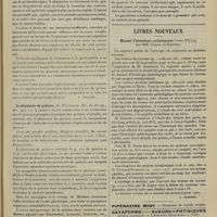 0159 - Page 153 - Analyses. Thérapeutique. Traitement interne de la péritonite aiguë consécutive à la pérityphlite. (M. Katzenstein. Therapie der Gegenwart...). [P. Viollet] / Le phytinate de quinine. (S. Posternak. Soc. de thérap...). [L. Gayard] / Pratique médicale. Contre les sueurs des Phtisiques / Livres nouveaux. Manuel d'histologie pathologique [tome III], par MM. Cornil et Ranvier. [L. Alquier]