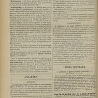 0172 - Page 166 - Sociétés savantes. Société de chirurgie. (Séance du 30 janvier 1907). Ostéome musculaire. M. Mauclaire, communication faite par M. Reynier / Actinomycose. M. Broca, sur un cas observé par M. Gaudier... / Prostatectomie. M. Pousson... / Analyses. Médecine. La tachycardie d'origine bulbaire dans la fièvre typhoïde. (Muron S. Tchilian. Th. de Paris...). [A. Gaullieur l'Hardy] / Thérapeutique. Le lusoforme et ses usages médicaux. (P. Sépet. Marseille médical...). [L. Gayard] / Livres nouveaux. Le paludisme en Algérie pendant l'année 1904, par Moreau et Soulié. [L. Babonneix]