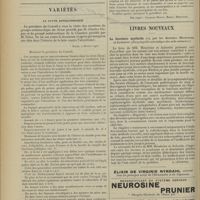 0196 - Page 190 - Société savantes. Académie de médecine. (Séance du 5 février 1907). Tuberculose. M. Viguier De Maillane..., à propos du rapport de M. Hérard / Variétés. La lutte antialcoolique / Livres nouveaux. La leucémie myéloïde, par les Docteurs Ménétrier et Aubertin. (Encyclopédie scientifique des aide-mémoire). [A. Lemierre]