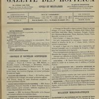 0199 - Page 193 - Sommaire / Chronique et nouvelles scientifiques. Concours de l'internat / Facultés de médecine / Facultés des sciences / Maison départementale de Nanterre / Marine / Congrès de gynécologie, d'obstétrique et de pédiatrie / Legs Osiris / La transformation des « archives générales de médecine » / Nécrologie / Bulletin bibliographique