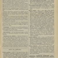 0231 - Page 225 - Sociétés savantes. Académie de médecine. Séance du 12 Février 1907). Traitement des atrophies musculaires consécutives aux épanchements articulaires. M. Berger / Sérothérapie. M. Netter / Eaux minérales. M. Yvon / Classification des maladies / Suite des sommaires. Pédiatrie pratique / Province médicale / Revue hebdomadaire de laryngologie, d'otologie et de rhinologie / Revue mensuelle des maladies de l'enfance / Riforma medica / Semaine médicale / Tribune médicale