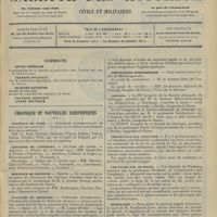 0235 - Page 229 - Sommaire / Chronique et nouvelles scientifiques. Hôpitaux de Paris / Concours de l'internat / Hôpitaux de Province / Facultés de médecine / Distinctions honorifiques / Congrès / Ordonnance mal exécutée / Une tâche sur le soleil / Nécrologie / Conférence