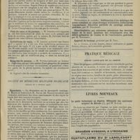 0245 - Page 239 - Sociétés savantes. Société de chirurgie. (Séance du 13 février 1907). Amputations d'urgence. M. Lejars, sur une présentation par M. Dujardin-Beaumetz... / Plaie du coeur et du poumon. M. Ombrédanne / Epithélioma du vagin. M. Legueu / Gangrène du poumon. M. Tuffier / Société de médecine militaire française. (Séance du 7 février 1907). Dysenterie. M. Moine... et M. Salle... / Pratique médicale. Forme gastrique de la grippe / Livres nouveaux. La peste bubonique en Algérie. Efficacité des nouveaux moyens de défense, par M. Soulié. [L. Babonneix]