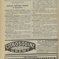0248 - Page 242 - Chronique et nouvelles scientifiques. Statistique / Articles originaux des principales publications françaises et étrangères. Académie royale de médecine de Belgique / Bulletin général de thérapeutique / Journal médical de Bruxelles / Lyon médical / Marseille médical / Nord médical / Policlinico / Revue générale d'ophtalmologie / Revue médicale de l'Est / Revue neurologique / Revue scientifique / Semaine gynécologique