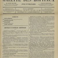 0271 - Page 265 - Sommaire / Chronique et nouvelles scientifiques. Concours de l'internat / Facultés de médecine / Hôpital de Chateauroux / Distinctions honorifiques / Ministère des colonies / Marine / Service de la vaccine