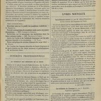 0327 - Page 321 - Société savantes. Société de biologie. (Séance du 2 mars 1907). Hypochloruration brusque chez les tuberculeux. M. Claret / Intérêts professionnels. Au syndicat des médecins de la Seine / Livres nouveaux. Les aliments usuels, par M. Alfred Martinet... [A. Gaullieur l'Hardy] / Les aliments de l'homme, par J. Alquier... [L. Gayard]