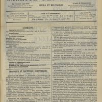 0355 - Page 349 - Sommaire / Chronique et nouvelles scientifiques. Hôpitaux de Paris / Concours de l'internat / Hôpitaux de Province / Écoles de médecine / La falsification du lait / L'hygiène dans les mines / Nécrologie