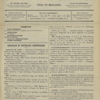 0379 - Page 373 - Sommaire / Chronique et nouvelles scientifiques. Hôpitaux de Paris / Concours de l'internat / Facultés de médecine / Écoles de médecine / Guerre / Le personnel non gradé des hôpitaux nomme un comité de grève