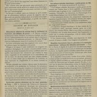 0397 - Page 391 - Sociétés savantes. Société médicale des hôpitaux. (Séance du 15 mars 1907). Ophtalmoplégie et glycosurie. MM. G. Lion et Henri Français / Société de biologie. (Séance du 16 mars 1907). Efficacité du chlorure de calcium dans le traitement de l'urticaire, des oedèmes, du prurit. M. Netter / Recherches physico-chimiques sur les eaux minérales de Vichy. MM. L. Salignat... et G. Chamagne / Recherches physico-chimiques sur les eaux minérales de Châtel-Guyon. MM. J. Foucaud... et G. Chamagne / Les métaux colloïdes électriques à petits grains en thérapeutique. M. Iscovesco / Diapédèse leucocytaire dans la pleurésie et la méningite tuberculose : influence des hématies extravasées. M. G. Froin / Modification structurales des veines variqueuses. MM. Alglave et Retterer