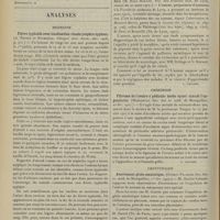 0470 - Page 464 - Sociétés savantes. Académie de médecine. (Séance du 2 avril 1907). Tuberculose inflammatoire à forme néoplasique ; les lipomes d'origine tuberculeuse. MM. Antonin Poncet et René Leriche / Analyses. Médecine. Fièvre typhoïde avec localisation rénale (néphro-typhus). (A. Napier et Buchanan. Glasgow med. Journ...). [A. Housquains] / Peau tigrée ; tatouage par les piqûres intradermiques de morphine et de chlorhydrate de cocaïne, dû au fer réduit. (M. René Horand. Soc. des sciences méd. de Lyon...). [L. Gayard] / Chirurgie. Fibrome de l'ovaire à pédicule tordu ayant simulé l'appendicite. (Massabuau. Soc. des sc. méd. de Montpellier...). [L. Gayard] / Obstétrique. Avortement globo-amniotique. (Guérin-Valmade. Soc. des sc. méd. de Montpellier...). [L. Gayard]