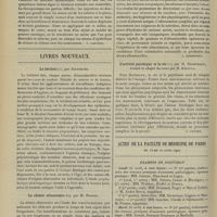 0506 - Page 500 - Analyses. Oto rhino-laryngologie. Kératose oblitérante. (G. Sterling Ryerson. Journ. of the Amer. med. Assoc...). [F. Gardner] / Livres nouveaux. Le béribéri, par Jeanselme / La chimie alimentaire, par M. Roeser. [L. Babonneix] / L'activité psychique et la vie, par M. Bechterew, traduit et adapté du russe par M. Kéravla. [L. Gayard] / Actes de la Faculté de médecine de Paris. Du 15 au 20 avril 1907. Examens de doctorat