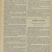 0554 - Page 548 - Revue générale. Les scléroses du pancréas ; par Etienne Chabrol... III. Anatomie pathologique / IV. Bactériologie. (A suivre) / Sociétés savantes. Société de neurologie. (Séance du 12 avril 1907). Poliomyélite antérieure aiguë de l'adulte. MM. Camus et Sézary / Polynévrite et névro-myosite / Paralysie unilatérale de plusieurs nerfs crâniens. MM. Oppert et Lejonne / Syndromes cérébelleux congénitaux. MM. Roger Voisin et Macé de Lépinay / Poliomyélite antérieure aiguë de l'adulte. MM. Lejonne et Schmiergeld