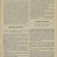 0563 - Page 557 - Clinique chirurgicale. Scorbut des nourrissons (Maladie de Barlow) ; par M. A. Broca... / Médecine pratique. Traitement médicamenteux du spasme pylorique chez les nourrissons. [A. Gaullieur l'Hardy] / Société savantes. Académie des sciences. (Séances du 15 avril 1907). Sur la tuberculose primitive du poumon et des ganglions bronchiques et médiastinaux, communiquée aux jeunes bovidés par l'ingestion du virus tuberculeux d'origine bovine. M. A. Chauveau / Contribution à la pathogénie de l'anthracose pulmonaire. MM. S. Arloing et E. Forgeot. MM. Vansteenberghe, Grysez et Calmette