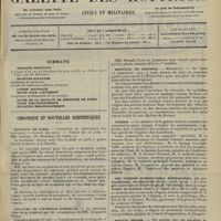 0571 - Page 565 - Sommaire / Chronique et nouvelles scientifiques. Hôpitaux de Paris / Concours de l'internat d'Hendaye / Concours de l'internat de l'Hospice de Brévannes / Hôpitaux de Province / Guerre / VIIIe Congrès international d'hydrologie, de climatologie, de géologie / Hôpital Necker