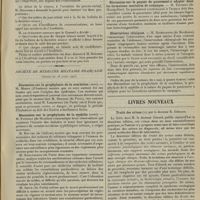 0577 - Page 571 - Sociétés savantes. Académie de médecine. (Séance du 23 avril 1907). / Lutte antituberculeuse / Société de médecine militaire française. (Séance du 18 avril 1907). Discussion sur la prophylaxie de la scarlatine (suite). M. Moine... / Discussion sur la prophylaxie de la syphilis (suite). M. Pourrat... / Discussion sur le paquet de pansement à adopter dans les formations sanitaires de campagne. M. Toubert... / Observations cliniques. M. Bichelonne... / Livres nouveaux. Traité des urines, par le Docteur E. Gérard. [L. Babonneix]
