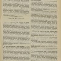 0601 - Page 595 - Sociétés savantes. Société médicale des hôpitaux. (Séance du 26 avril 1907). Phlegmon apoplectique de la langue chez un cardiaque. M. L. Galliard / Société de biologie. (Séance du 27 avril 1907). Influence de la dyscrasie acide provoquée sur l'oxydation du soufre. M. Desgrez et Mlle Guende / La Folie « maladie » et la folie « infirmité ». M. L. Marchand / Vaccination antirabique par voie rectale. MM. Hoffa et Monod / Sécrétion de l'hypophyse et ses vaisseaux évacuateurs. M. Thaon / Comparaison de l'influence des abcès provoqués et de l'intoxication mercurielle sur l'albuminurie. M. Feuillée / Les opsonines des sérums neufs. MM. Levaditi et Inmann