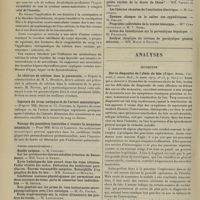 0602 - Page 596 - Sociétés savantes. Société de biologie. (Séance du 27 avril 1907). Les opsonines des sérums neufs. MM. Levaditi et Inmann / Intestin thyroïdien et ion-calcium. MM. Léopold-Lévi et H. De Rothschild / Le chlorure de calcium dans la pneumonie. M. L. Brunlow / Ligature du tronc coeliaque et de l'artère mésentérique. MM. Doyon et Cl. Gautier / Passage des poussières insolubles à travers la muqueuse intestinale. MM. Küss et Lobstein / Analyses. Médecine. Sur le diagnostic de l'abcès du foie. (Edgar Axisa. Centrabl. f. innere Med...). [A. Lemierre]
