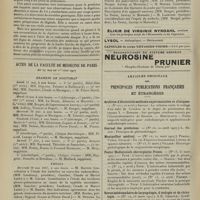0688 - Page 682 - Pratique médicale. Sur l'accumulation digitalique ; par le Docteur Trullet / Actes de la Faculté de médecine de Paris. Du 27 mai au 1er juin 1907. Examens de doctorat / Thèses / Articles originaux des principales publications françaises et étrangères. Archives d'électricité médicale expérimentales et cliniques / Journal des praticiens / Montpellier médical / Pester Medizinisch-chirurgische Presse / Revue hebdomadaire de laryngologie, d'otologie et de rhinologie