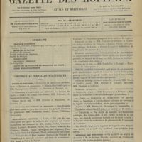 0715 - Page 709 - Sommaire / Chronique et nouvelles scientifiques. Hôpitaux de Paris / Hôpitaux de Province / Facultés de médecine / Médaille des épidémies / Une clinique chez un médecin grec