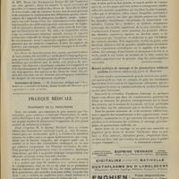 0735 - Page 729 - Sociétés savantes. Académie de médecine. (Séance du 28 mai 1907). Vaccin contre la fièvre aphteuse. M. Cornil / De l'importance de l'examen du larynx chez les chanteurs. M. Perier / Centenaire de Linné. M. Guignard / Pratique médicale. Traitement de la présclérose / Avis / Livres nouveaux. Les maladies populaires. Etude médico-sociale [2e édit], par L. Rénon. [Courtois-Suffit] / Manuel pratique de massage et de gymnastique médicale suédoise [Troisième édition], par J.-E. Marfort. [A. Gaullieur l'Hardy]