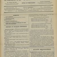 0739 - Page 733 - Sommaire / Chronique et nouvelles scientifiques. Hôpitaux de Paris / Facultés de médecine / Appel des médecins de réserve et de l'armée territoriale en 1907 / Bulletin bibliographique