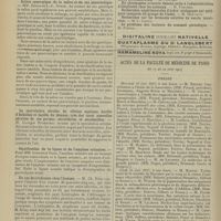0796 - Page 790 - Sociétés savantes. Société de biologie. (Séance du 8 juin 1907). Influence des principales voies d'administration sur les doses minima mortelles de convallamarine. M. Maurel / Action synergique de la salive et du suc pancréatique. MM. Roger et L.-G. Simon / La sporulation aérobie du vibrion septique, bacille d'Achalme et bacille du tétanos, crée des races nouvelles aérobies de ces germes : aérovibrion et aérobacilles. M. Georges Rosenthal / Signification de la lipase et de l'amylase urinaires. MM. Loeper et Ficaï / Un cas de trichinose chez l'homme. M. Ch. Rémy / Actes de la Faculté de médecine de Paris. Du 17 au 22 juin 1907). Thèses