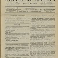 0799 - Page 793 - Sommaire / Chronique et nouvelles scientifiques. Hôpitaux de Paris / Amphithéâtre d'anatomie des hôpitaux / Facultés de médecine / Voyage d'études médicales aux stations hydrominérales et climatiques de France