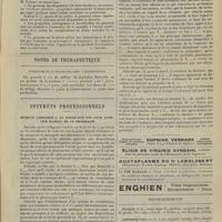 0807 - Page 801 - Analyses. Voies urinaires. Du traitement local et interne de la blennorragie. (A. Neisser. Med. Klin...). [L. Gayard] / Notes de thérapeutique. Posologie de la digitaline dans l'hyposystolie / Intérêts professionnels. Médecin condamné à la Roche-Sur-Yon pour exercice illégal de la pharmacie / Renseignements