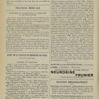 0820 - Page 814 - Sociétés savantes. Société de neurologie. (Séance du 6 juin 1907). Gangrène symétrique des extrémités. MM. Raymond et Gougerot / Pratique médicale. Le bromure de potassium dans la coqueluche et ses complications / Actes de Faculté de médecine de Paris. Du 24 au 29 juin 1907. Examens de doctorat / Thèses / Bulletin bibliographique