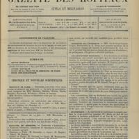 0847 - Page 841 - Sommaire / Chronique et nouvelles scientifiques. Hôpitaux de Paris / Facultés de médecine / Faculté de médecine de Paris / Ministère de l'intérieur / Le laboratoire municipal / Statistique