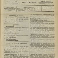 0871 - Page 865 - Sommaire / Chronique et nouvelles scientifiques. Hôpitaux de Paris / Amphithéâtre d'anatomie des hôpitaux / Les sociétés médicales d'arrondissement et le Legs Soller / Ministère de l'intérieur