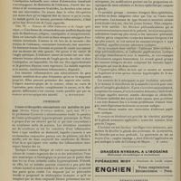 0916 - Page 910 - Analyses. Médecine. Faux cancers du gros intestin. (A. Moynihan. Edinburgh med. Journ...). [A. Housquains] / Chirurgie. L'ostéo-arthropathie concomitante aux maladies du poumon. (Rivista Veneté di scienze mediche...). [A. Gaullieur l'Hardy] / Nouvelle classification des tumeurs bénignes de la mamelle. Une observation personnelle. (J. Collins Warren. Boston med. and Surg. Journ...). [M. Lance] / Renseignements