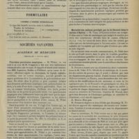 0947 - Page 941 - Surdités d'origine syphilitique et leur traitement ; par le Docteur Paul Viollet / Formulaire. Contre l'atonie intestinale / Sociétés savantes. Académie de médecine. (Séance du 2 juillet 1907). Pleurésies purulentes aseptiques. M. Widal / Mortalité des enfants protégés par la loi Roussel dans le canton d'Hyères. M. Vidal...