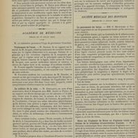 0972 - Page 966 - Sociétés savantes. Académie des sciences. (Séance du 8 juillet 1907). Sur le traitement de la pellagre par l'atoxyl. M. V. Babès / Académie de médecine. (Séance du 16 juillet 1907). Traitement de l'acné. M. Besnier, sur un travail de M. Jacquet / La culture de la voix. M. Dieulafoy / Les enfants protégés par la loi Roussel. MM. Porak, Vidal, Pinard et Monod / Traitement du cancer. M. De Kreating-Hart / Société médicale des hôpitaux. (Séance du 12 juillet 1907). La pneumonie du foetus. MM. P. Ménétrier et Touraine / Deux cas d'aphasie de Broca ou d'aphasie totale sans lésions de la troisième circonvolution frontale. M. A. Souques