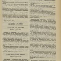 0995 - Page 989 - Médecine pratique. L'atoxyl dans la malaria ; par M. le Docteur Gennaro Fusco / Sociétés savantes. Académie des sciences. (Séance du 16 juillet 1907). Oxydation de l'hémoglobine. M. J. Szreter / Société médicale des hôpitaux. (Séance du 19 juillet 1907). Oculo-réaction à la tuberculine chez les enfants. M. Comby / Séquelles nerveuses consécutives à un état méningé, de nature indéterminée. MM. Widal et Philibert / MM. Bergé et A. Pélissier : Névrite cubitale bilatérale accompagnée d'une névrite localisée à la branche saphène interne du crural droit