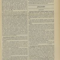 1009 - Page 1003 - Sociétés savantes. Académie de médecine. (Séance du 23 juillet 1907). Pathogénie du rein mobile. M. Lucas-Championnière / L'ophtalmo-diagnostic de la fièvre typhoïde. M. Chantemesse / La protection de l'enfance. M. Vidal... / Calculs de la vessie. M. A. Guépin / Analyses. Médecine. Excrétion d'acide urique endogène pendant l'attaque de goutte. (Franz Soetbeer. Munch. med. Wochens...). [A. Lemierre] / De l'emploi de la viande de cheval dans le traitement de la tuberculose. (S. Bernheim. Congr. national de l'hippophagie...). [L. Gayard]