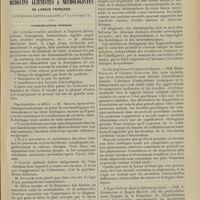 1125 - Page 1119 - Congrès français des médecins aliénistes & neurologistes de langue française XVIIe session [Genève-Lausanne, 1er-7 Août 1907]. Communications diverses. Sur certains troubles attribués à l'hystérie (fièvre oedème, hémoptysie, hématémèse, rigidité pupillaire, troubles trophiques, etc.). M. Antonio Mendicini Bono / Psychasthénie et délire. M. Arnaud / Les cénestopathies. MM. E. Dupré et P. Camus / Sur les psychoses d'origine cardiaque. MM. Henri Français et Gustave Darcanne / L'hyperhidrose dans la démence précoce. MM. A. Antheaume et Roger Mignot