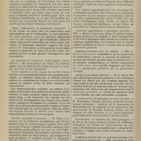 1130 - Page 1124 - Congrès français des médecins aliénistes & neurologistes de langue française XVIIe session [Genève-Lausanne, 1er-7 Août 1907]. Communications diverses. Mobilisation précoce et rééducation méthodique d'un hémiplégique. M. Maurice Faure... / Tabes, tuberculose et traitement mercuriel. MM. Faure / La nécessité de l'expertise médico-légale contradictoire. M. Archambault... / Anxiété, morphine et démence. M. Mézie / Trois cas d'hypothermie d'origine nerveuse. MM. Marchand et Olivier / Anticorps syphilitiques et paralysie générale. MM. A. Marie et Levaditi / Ophtalmo-réaction chez les aliénés. MM. A. Marie et Bourilhet / Atoxyl et paralysie générale. M. A. Marie / A propos de la thérapeutique du tabes dorsalis. M. Hirschberg / Neurasthénie et maladies du rhino-pharynx. M. Royet... / Nouvelles recherches sur l'histologie des ganglions et des racines postérieures dans le tabes. MM. Marinesco et Minéa...