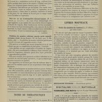 1132 - Page 1126 - Analyses. Chirurgie.Extirpation d'un hypernéphrome pesant 4 livres et quart chez un enfant de vingt mois. (William S. Cheesman...) / Rupture intrapéritonéale de la vessie. (Edward Quick...) / Note sur un cas d'ostéomyélite blennorragique. (R. C. Cupler...). [F. Gardner] / Phlébites du membre inférieur gauche après appendicectomie à froid. (Louis Robert. Th. de Paris...). [L. Gayard] / Notes de thérapeutique / Livres nouveaux. Traité des maladies de l'enfance, 5e édition par Jules Comby. [L. Babonneix] / Avis