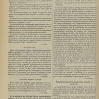 1192 - Page 1186 - Analyses. Chirurgie. Les fracture du col chirurgical de l'humérus chez l'enfant. (A. Bertrandon. Th. de Paris...). [L. Gayard] / Psychiatrie. Délire névropathique associé à une aliénation mentale à lésion organique. (Jacquemet et Ch. Pezet. Soc. des sc. méd. de Montpellier...). [L. Gayard] / Anatomie pathologique. De la nature des globules rouges ponctués. (Speroni. Bull. de la Soc. anat...). [L. Alquier] / De la migration des globules blancs mononucléaires. (Speroni. Bull. de la Soc. anat...). [L. Alquier] / Livres nouveaux. Traité de technique opératoire, par MM. Ch. Monod..., et J. Vanverts... [L. Gayard] / Tuberculose humaine et tuberculoses animales, par Batier. [L. Babonneix]