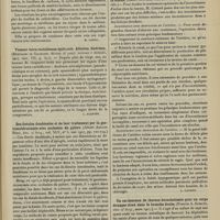 1345 - Page 1339 - Analyses. Chirurgie. Etude expérimentale sur les moyens de prévenir la formation des adhérences pendant les opérations. (Aller. G. Ellis. Proceedings of the Pathol. Soc. of Philadelphia, new series...). [M. Lance] / Tumeur intra-rachidienne épidurale. Ablation Guérison. (Beduschi et Galeazzi. Rivista di patol. nervosa e mentale...). [L. Alquier] / Des fistules duodénales et de leur traitement par la gastroentérostomie avec occlusion du pylore. (Albert Ashton Berg, Ann. of Surg...). [F. Gardner] / Du traitement opératoire de l'incontinence d'urine chez la femme. (Henri Cottard. Th. de Paris...). [L. Gayard] / Un cas heureux de thoraco-bronchotomie pour un corps étranger situé dans la bronche droite. (Francis A. Goeltz, Ann. of Surg...). [M. Lance]