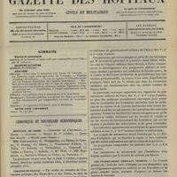 1351 - Page 1345 - Sommaire / Chronique et nouvelles scientifiques. Hôpitaux de Paris / Collège de France / Exercices du service de santé militaire / Les télégrammes médicaux urgents / Clinique ophtalmologique de l'Hôtel-Dieu