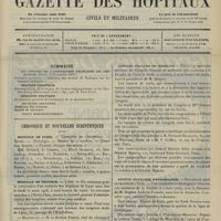 1375 - Page 1369 - Sommaire / Chronique et nouvelles scientifiques. Hôpitaux de Paris / Hôpitaux de Province / Écoles de médecine / Congrès français de médecine / Société française d'archéologie